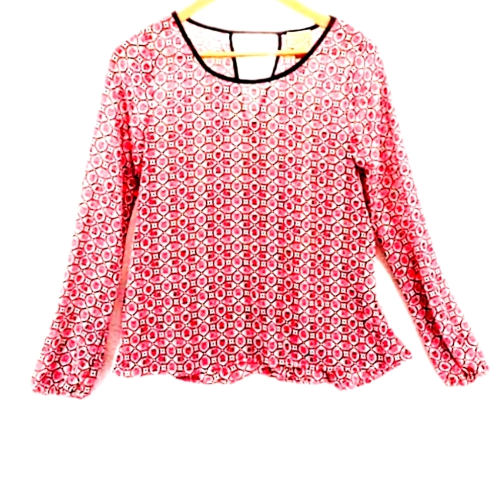 ❤️Eyelash Couture- Semisheer Pink, Black & Whitel Long Sleeve Top - Picture 7 of 8